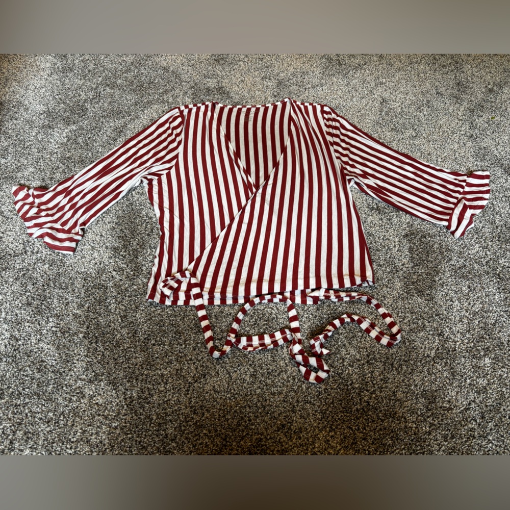 American Eagle Outfitters Burnt orange and White Striped wrap Top